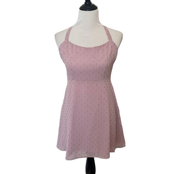 NWT Revolve x Superdown Kiki Dress •M• Mauve Strap criss-cross Fit & Flare Dress - Picture 6 of 13
